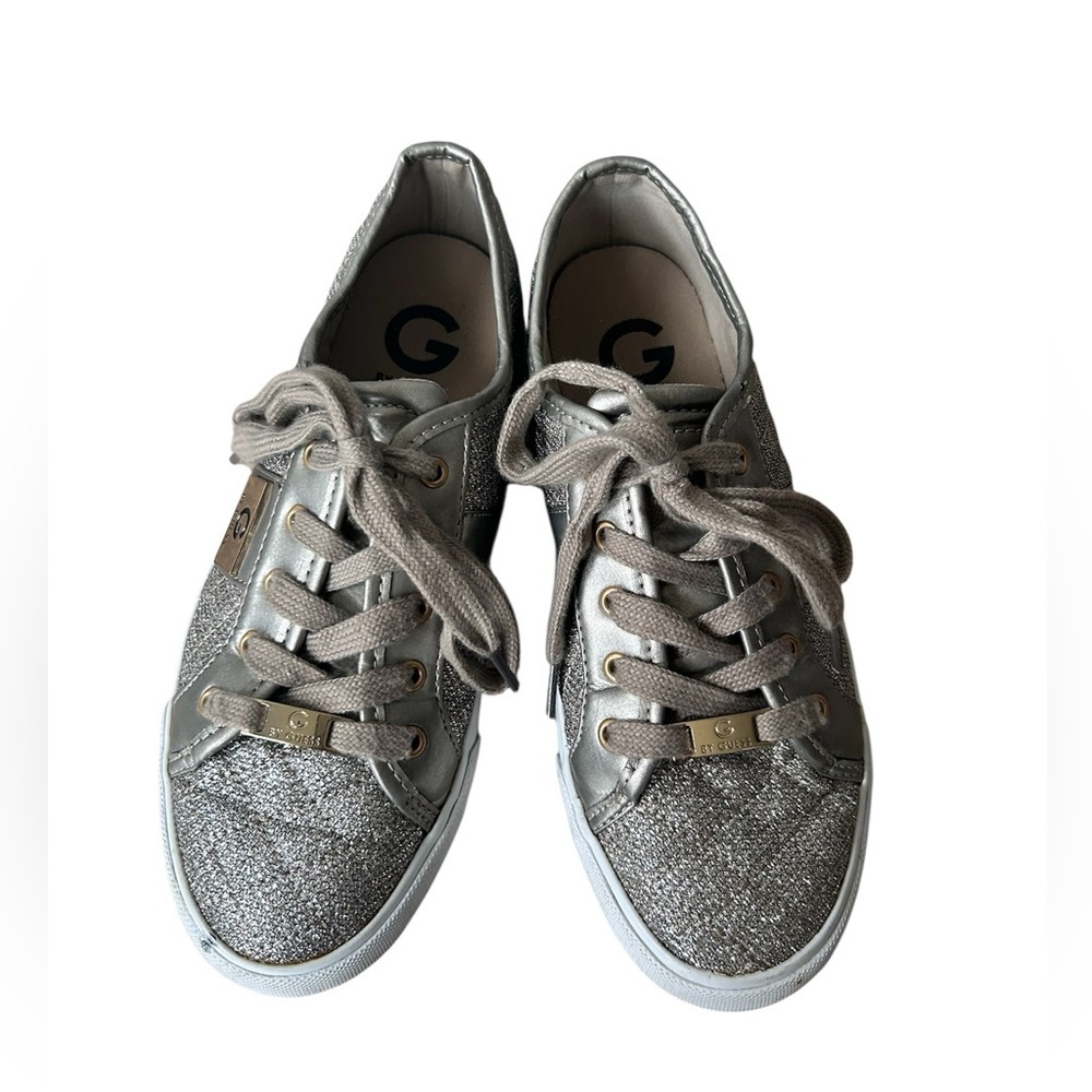 G by GUESS GGBacker3 Quilted Silver Sparkle Sneakers Size 7.5 - Picture 8 of 9
